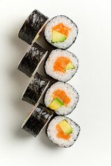 japanese sushi on the white