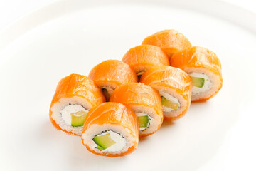 japanese sushi on the white