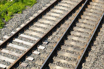 Naklejka premium Blick auf Eisenbahnschienen