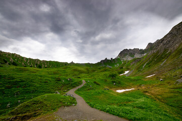 hiking path in the mountains (Vorarlberg, Austria)