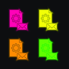 Branding four color glowing neon vector icon