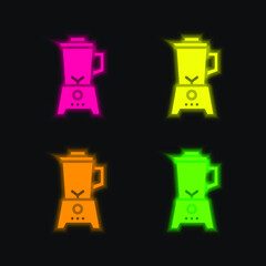 Blender four color glowing neon vector icon