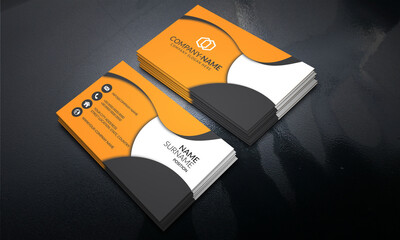 Obraz premium Black and Orange color Modern Business Card
