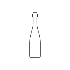 Wine bottle. Alcoholic drink for parties and celebrations. Simple black line shapes isolated. Black and white illustration on white background. Flat design style for any purposes