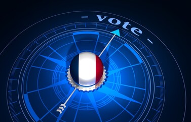 Abstract vintage navigation equipment. Motivation to voting. 3D illustration