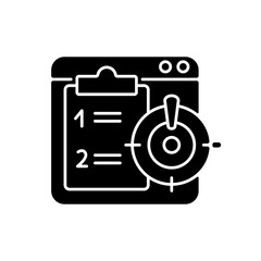 Priority task black glyph icon. Online reminder for important corporate project. Checklist for business management. Work monitoring. Silhouette symbol on white space. Vector isolated illustration