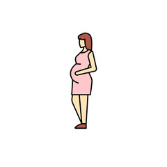 Pregnant woman olor line icon. Different stages person's life.