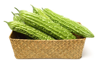 Bitter melon , Bitter gourd on white background