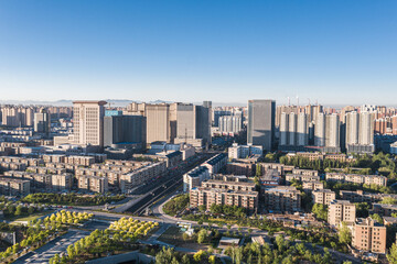 Aerial view of Datong modern cityscapes in Shanxi Province, China