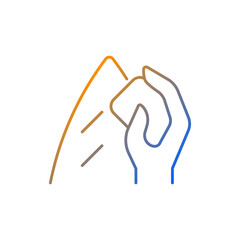 Surfboard wax gradient linear vector icon. Surfwax for applying to board deck. Providing grip for feet. Thin line color symbols. Modern style pictogram. Vector isolated outline drawing