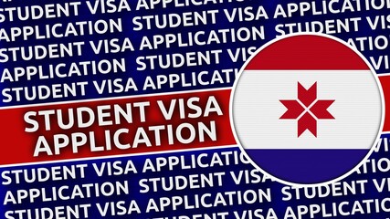 Mordovia Circular Flag with Student Visa Application Titles - 3D Illustration