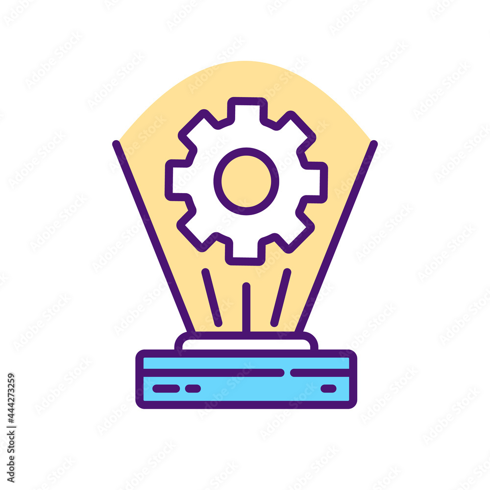 Poster innovational computers rgb color icon. isolated vector illustration. manufacturing smart equipment f