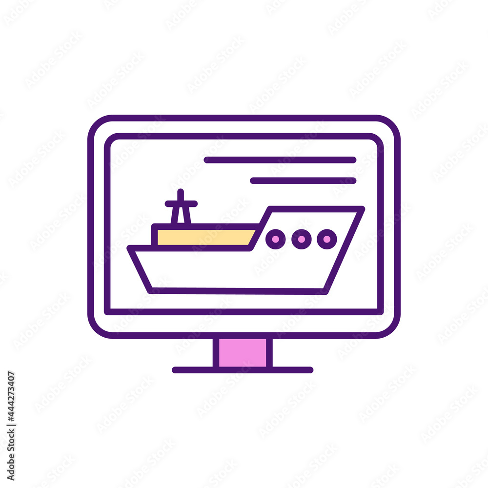 Poster innovative marine systems rgb color icon. isolated vector illustration. ocean behaviour prediction. 