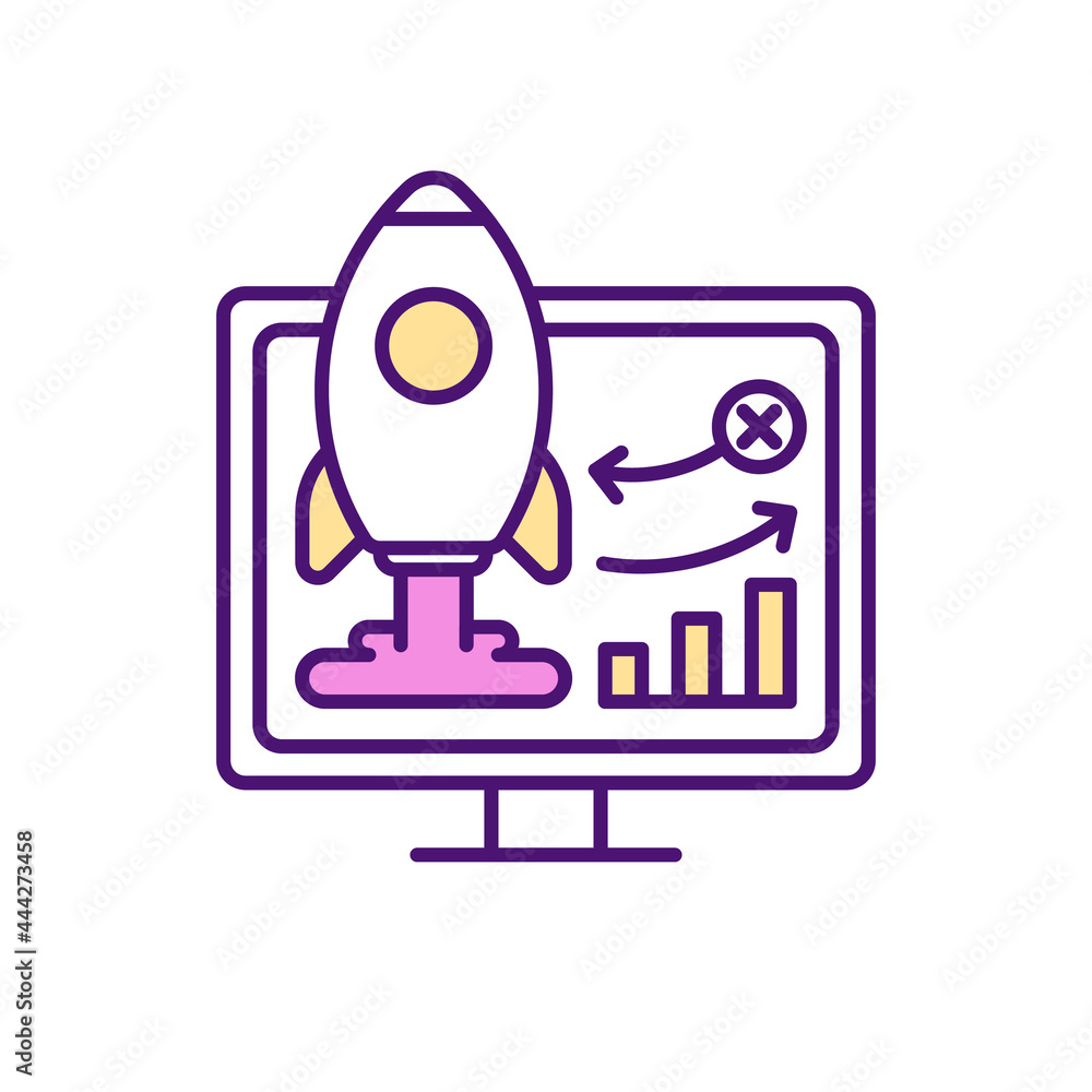 Poster modern space systems rgb color icon. isolated vector illustration. innovational technologies used in