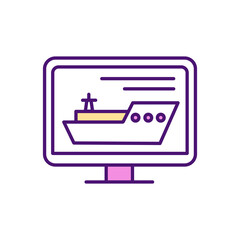 Innovative marine systems RGB color icon. Isolated vector illustration. Ocean behaviour prediction. Smart computer with artificial intelligence simple filled line drawing