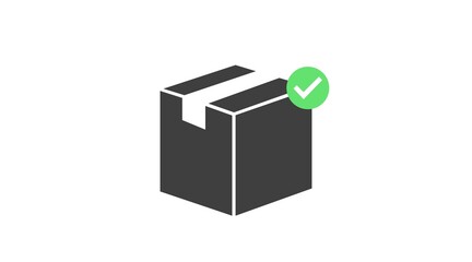 Box Check Icon. Vector isolated flat illustration of a box with a checked sign