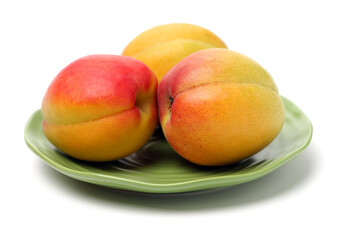 Fresh apricot fruits isolated on white background