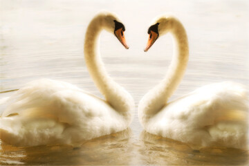 two swans on the lake