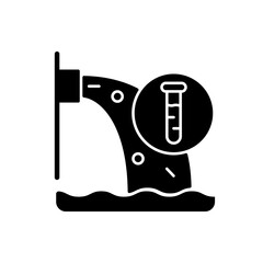 Water pollution control black glyph icon. Urban runoff management. Underground water contamination. Reduce sewage waste release. Silhouette symbol on white space. Vector isolated illustration