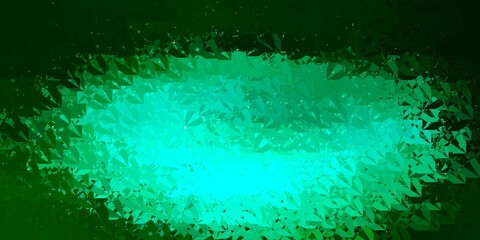 Dark Green vector background with triangles.