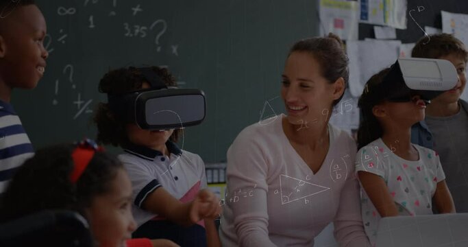 Animation of mathematical equations over schoolchildren using vr headsets