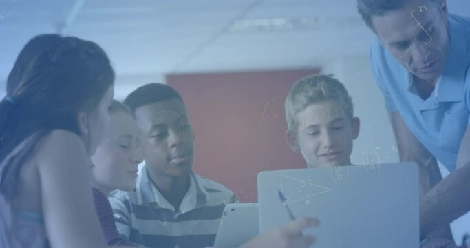 Animation of mathematical equations over schoolchildren using laptop