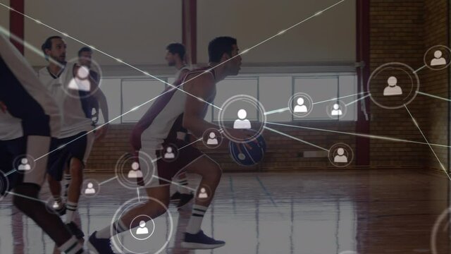 Animation of network of connections over basketball match
