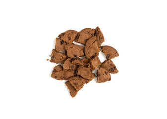 Brown biscuits with a chocolate chips isolated on white background.