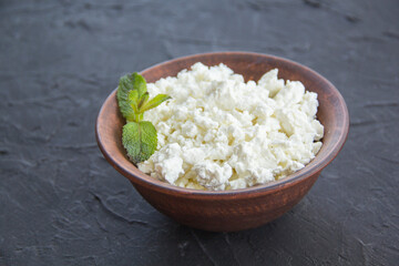 A healthy breakfast of cottage cheese. Creative atmospheric decoration