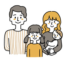 赤ちゃんと娘がいる4人夫婦