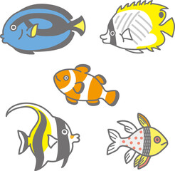 熱帯魚のイラストセット