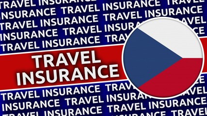 Czech Republic Circular Flag with Travel Insurance Titles - 3D Illustration