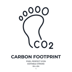 Carbon footprint editable stroke outline icon isolated on white background flat vector illustration. Pixel perfect. 64 x 64.