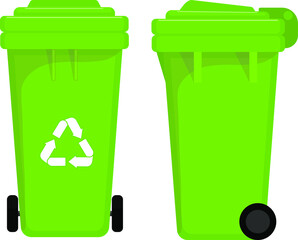 Garbage cans and bags in a flat style. The topic of cleaning and sorting garbage. Different garbage containers.