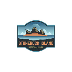 Fototapeta na wymiar Badge patch sticker retro island moon national park logo design