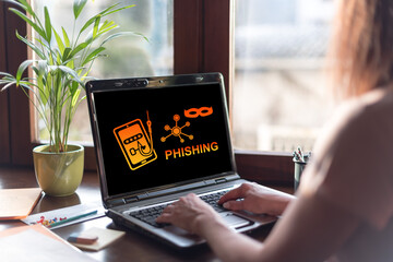 Phishing concept on a laptop screen