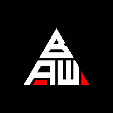 BAW triangle letter logo design with triangle shape. BAW triangle logo design monogram. BAW triangle vector logo template with red color. BAW triangular logo Simple, Elegant, and Luxurious Logo. BAW 