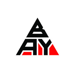 BAY triangle letter logo design with triangle shape. BAY triangle logo design monogram. BAY triangle vector logo template with red color. BAY triangular logo Simple, Elegant, and Luxurious Logo. BAY 