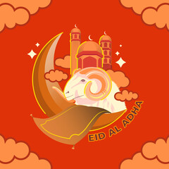 Layout media social for greeting eid al-adha vector image