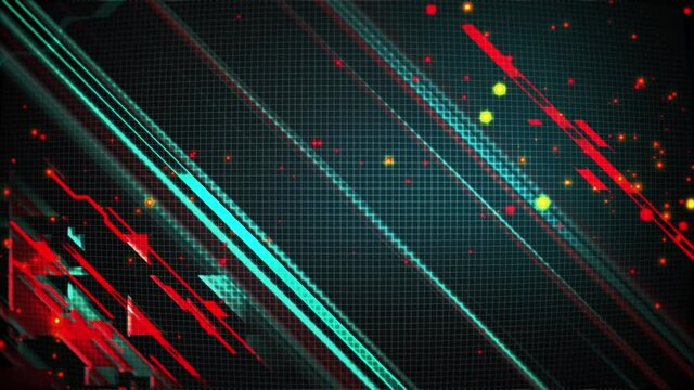 Modern gamer background with rays effects and glitch. Neon color. Loop 30-seconds