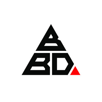 BBD triangle letter logo design with triangle shape. BBD triangle logo design monogram. BBD triangle vector logo template with red color. BBD triangular logo Simple, Elegant, and Luxurious Logo. BBD 