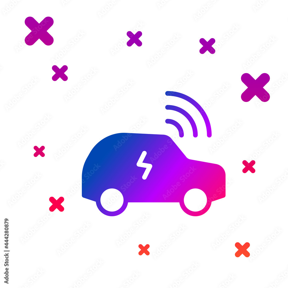 Poster color smart car system with wireless connection icon isolated on white background. remote car contro