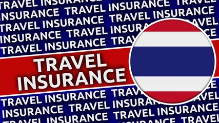 Thailand Circular Flag with Travel Insurance Titles - 3D Illustration