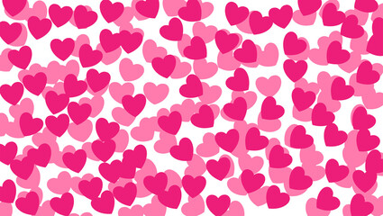 Pink heart on white background. Heart confetti pattern. Flying hearts. Template design for a wedding card, Poster, Greet. Vector