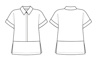 Fashion technical drawing of oversized shirt