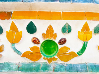 Wall decorations of Wat Arun in Bangkok, Thailand