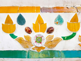 Wall decorations of Wat Arun in Bangkok, Thailand