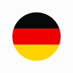 Round german flag vector icon isolated on white background. The flag of Germany in a circle.