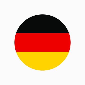 Round german flag vector icon isolated on white background. The flag of Germany in a circle.