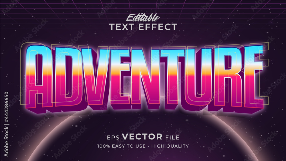 Aufkleber space game text effect editable retro futuristic text style